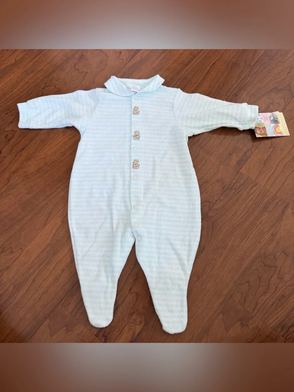 NWT Carter's Little Teddy Footed One Piece Sleeper Button Romper Size 0-3 Months